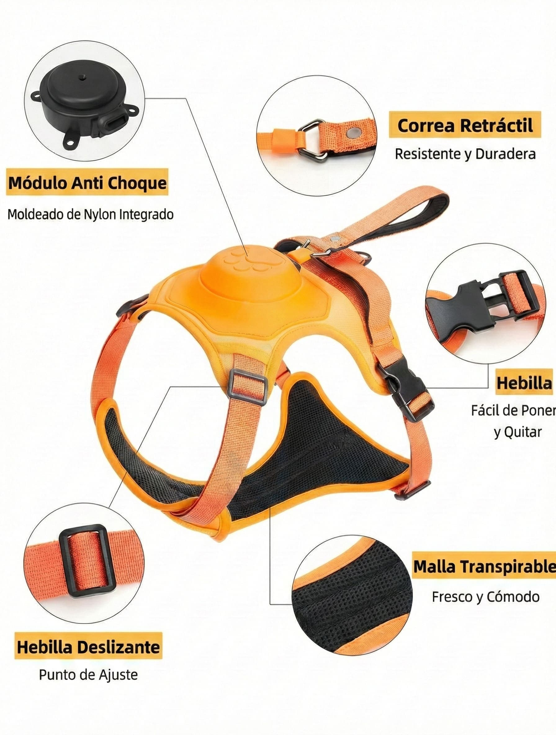 PawGo Arnés para perros con correa retráctil integrada